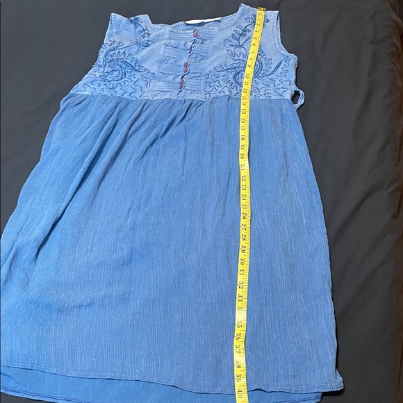 Vintage Emmanuel Geraldo Embroidered Blue Rayon Dress - Size L - Picture 14 of 15